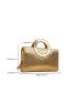 Metallic Crocodile Embossed Ring Handle Design Square Bag