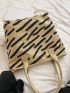 Striped Pattern Shopper Bag Double Handle Casual