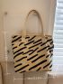 Striped Pattern Shopper Bag Double Handle Casual