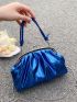 Neon Blue Kiss Lock Chain Ruched Bag
