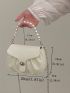 Mini Faux Pearl Decor Twist Lock Flap Ruched Bag