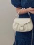 Mini Faux Pearl Decor Twist Lock Flap Ruched Bag