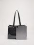 Artificial Patent Eyelet Detail Leather Shoulder Tote Bag