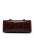 Crocodile Embossed Top Handle Bag With Purse