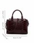 Crocodile Embossed Top Handle Bag With Purse