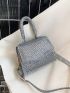 Mini Glitter Top Handle Flap Square Bag