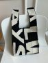 Letter Graphic Crochet Bag