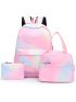 3pcs Ombre Graphic Functional Backpack Set