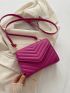 Mini Neon-Pink Chevron Quilted Flap Square Bag