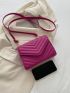 Mini Neon-Pink Chevron Quilted Flap Square Bag