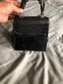 Crocodile Embossed Flap Square Bag With Purse