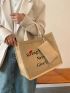 Slogan Graphic Linen Shopper Bag With Coin Purse