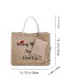 Slogan Graphic Linen Shopper Bag With Coin Purse