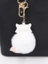 Cartoon Fox Design Pom-pom Detail Bag Charm Cute Fox Head Keychain