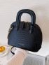 Crocodile Embossed Letter Detail Chain Dome Bag