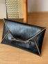 Metal Decor Contrast Binding Square Bag