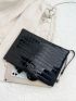 Crocodile Embossed Metal Decor Square Bag