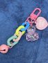 Slogan Graphic Heart & Bear Decor Bag Charm Keychain Car Pendant Phone Ornament