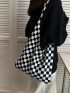 Checkered Pattern Crochet Bag