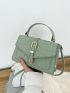 Crocodile Embossed Flap Square Bag