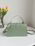 Crocodile Embossed Flap Square Bag