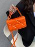 Mini Neon Orange Chain Decor Flap Square Bag