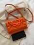 Mini Neon Orange Chain Decor Flap Square Bag