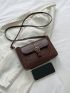 Crocodile Embossed Buckle Decor Flap Square Bag