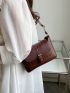 Crocodile Embossed Buckle Decor Flap Square Bag