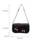 Bead Decor Flap Chain Baguette Bag