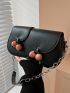 Bead Decor Flap Chain Baguette Bag