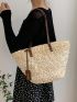 Studded Decor Straw Bag