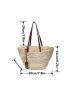 Studded Decor Straw Bag