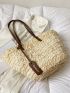 Studded Decor Straw Bag