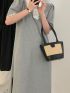 Mini Two Tone Straw Bag