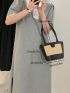 Mini Two Tone Straw Bag