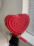 Mini Neon Red Quilted Heart Shaped Chain Novelty Bag