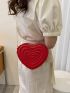 Mini Neon Red Quilted Heart Shaped Chain Novelty Bag