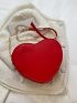 Mini Neon Red Quilted Heart Shaped Chain Novelty Bag