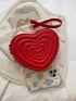 Mini Neon Red Quilted Heart Shaped Chain Novelty Bag