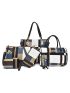 6pcs Colorblock Shoulder Bag Set Fashion Colorblock Purse Set, Women's Office & Work Artificial Leather Tote Bag & Handbag Set