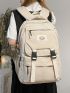 Patch Detail Release Buckle Decor Functional Backpack