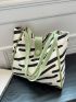 Striped Pattern Shoulder Tote Bag