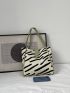 Striped Pattern Shoulder Tote Bag