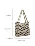 Striped Pattern Shoulder Tote Bag