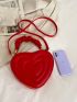 Neon-Red Quilted Detail Top Handle Heart Design Novelty Bag