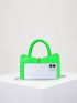Mini Neon Lime Chain Decor Bow Design Novelty Bag