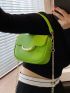 Mini Neon Green Flap Metal Decor Square Bag