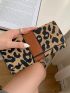 Leopard Print Contrast Tape Flap Long Wallet