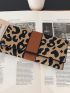 Leopard Print Contrast Tape Flap Long Wallet